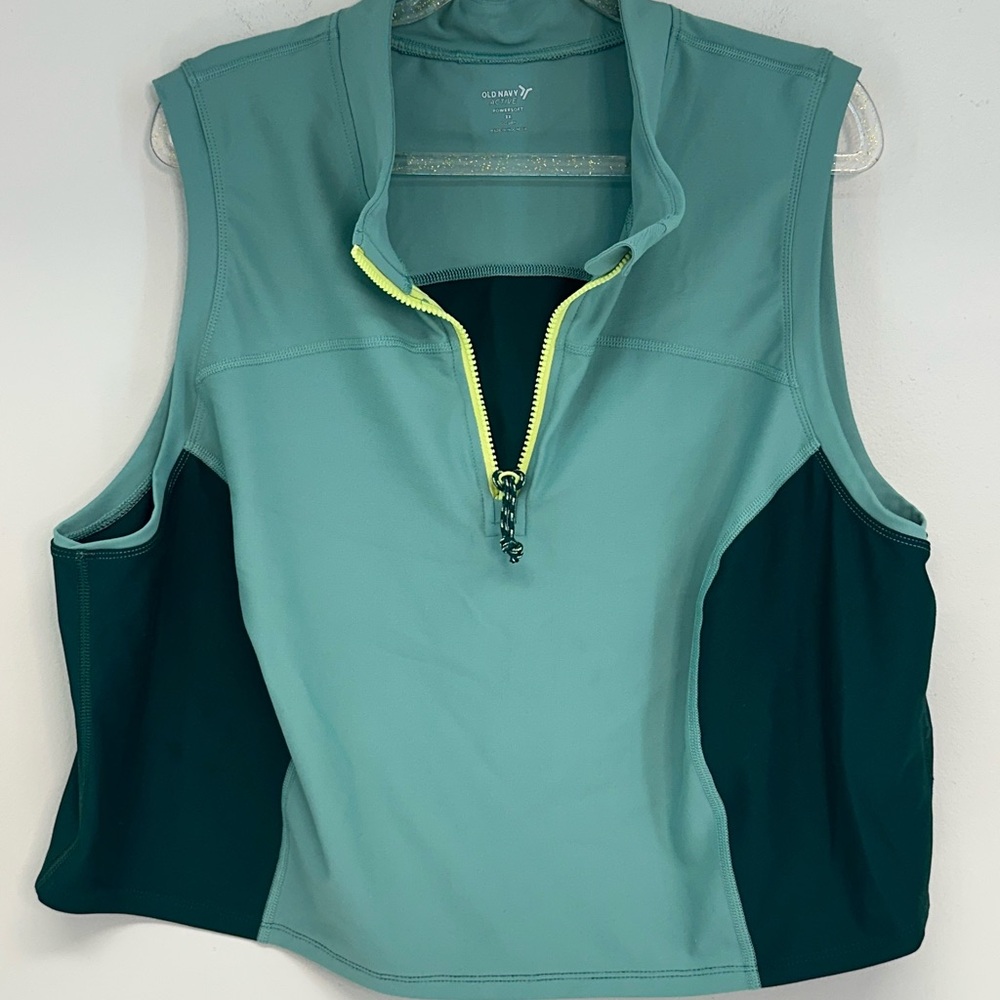 Old Navy Active Powersoft Women's Teal and Dark Green zip Tank Top size 3XL